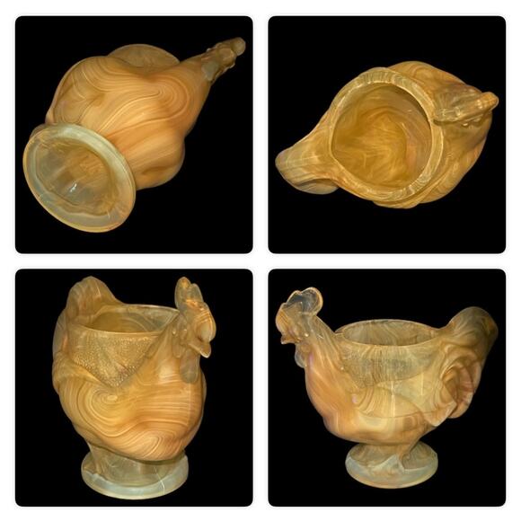 Boyds Glass Extra Large Rooster Egg Cup 1999 Autumn Harvest GLOWS OOAK B1077 - Picture 4 of 15